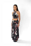 The Sculpted Suspender Halter Top – Noir Floral