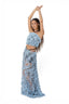 The Floral Suspender Gown - Powder Blue