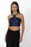 The Pleated Suspender Halter Top - Midnight Navy