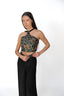 The Pleated Suspender Halter Top - Botanical Brocade